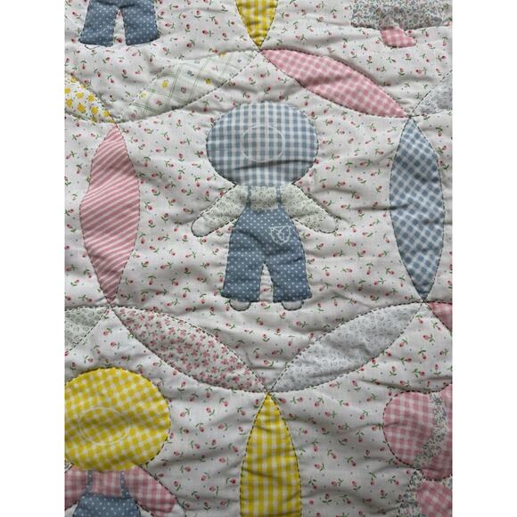 Sun Bonnet Sue Handmade Patchwork Quilt 38x43 Folk Art Overall Sam Farmer Frank - Picture 4 of 8
